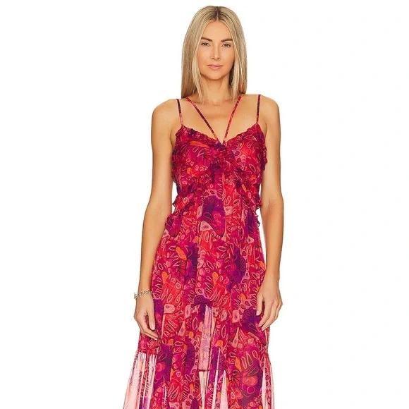 NWT Adrienne Midi Dress in Abstract Butterfly - MISA Los Angeles - Picture 1 of 5